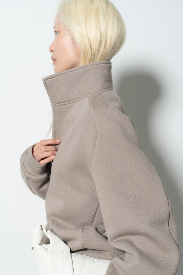 Unisex 立體肩裁線柔軟刷毛衛衣 (灰裸)