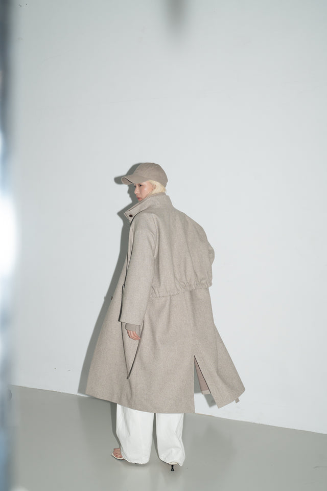 Unisex 立體肩裁線柔軟刷毛衛衣 (灰裸)