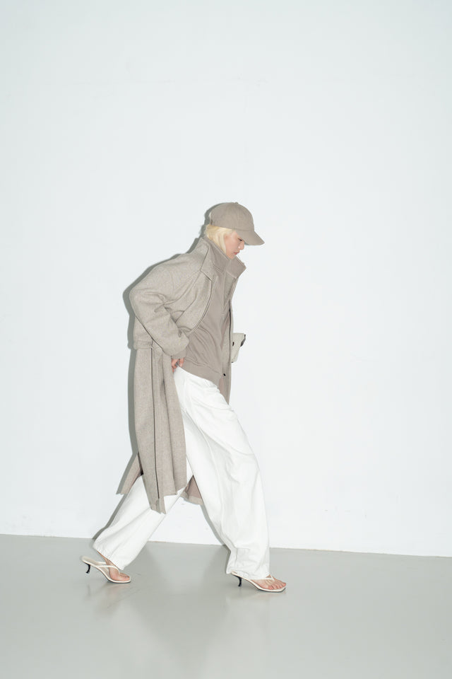 Unisex 立體肩裁線柔軟刷毛衛衣 (灰裸)