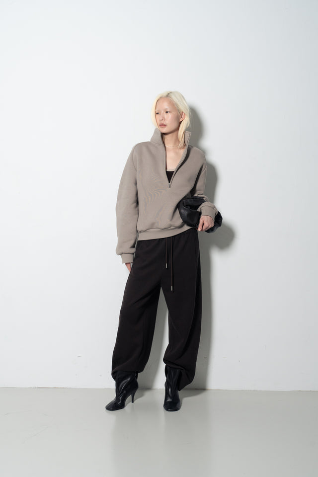 Unisex 立體肩裁線柔軟刷毛衛衣 (灰裸)