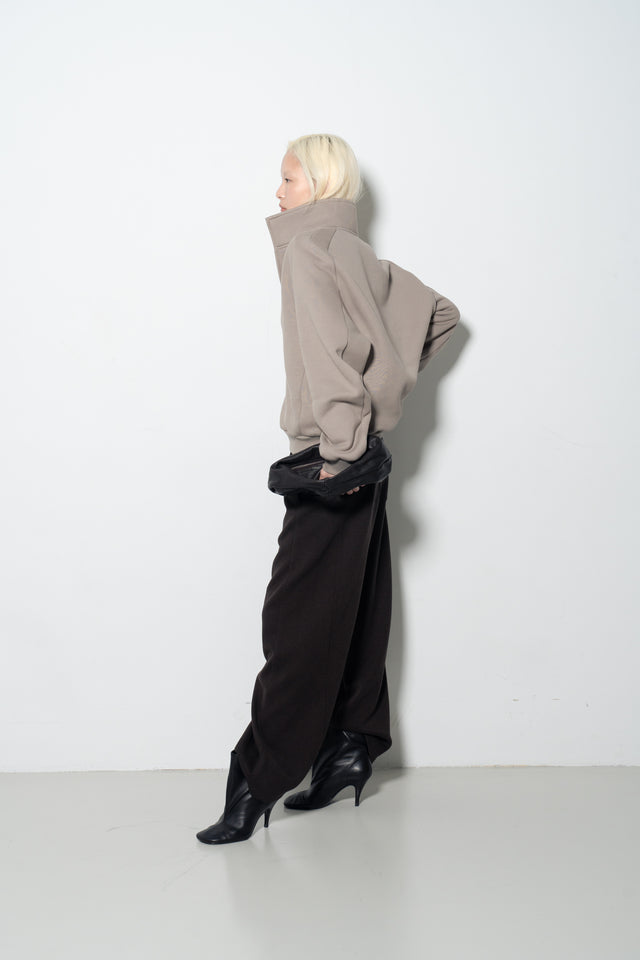 Unisex 立體肩裁線柔軟刷毛衛衣 (灰裸)