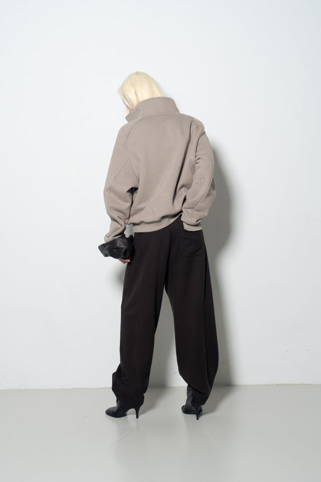 Unisex 立體肩裁線柔軟刷毛衛衣 (灰裸)