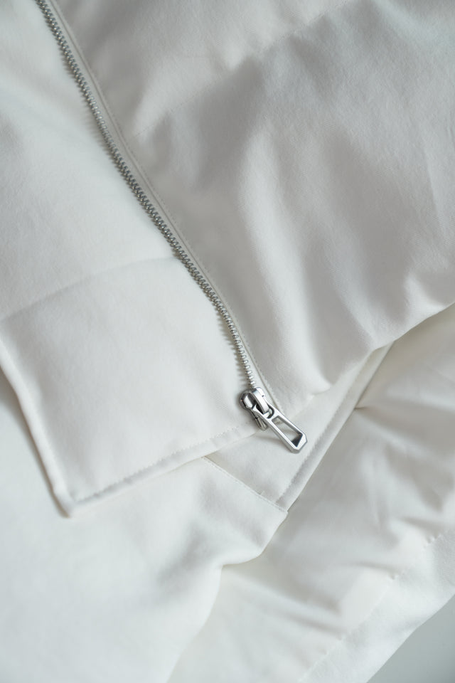 Large lapel quilted down jacket (soft white)