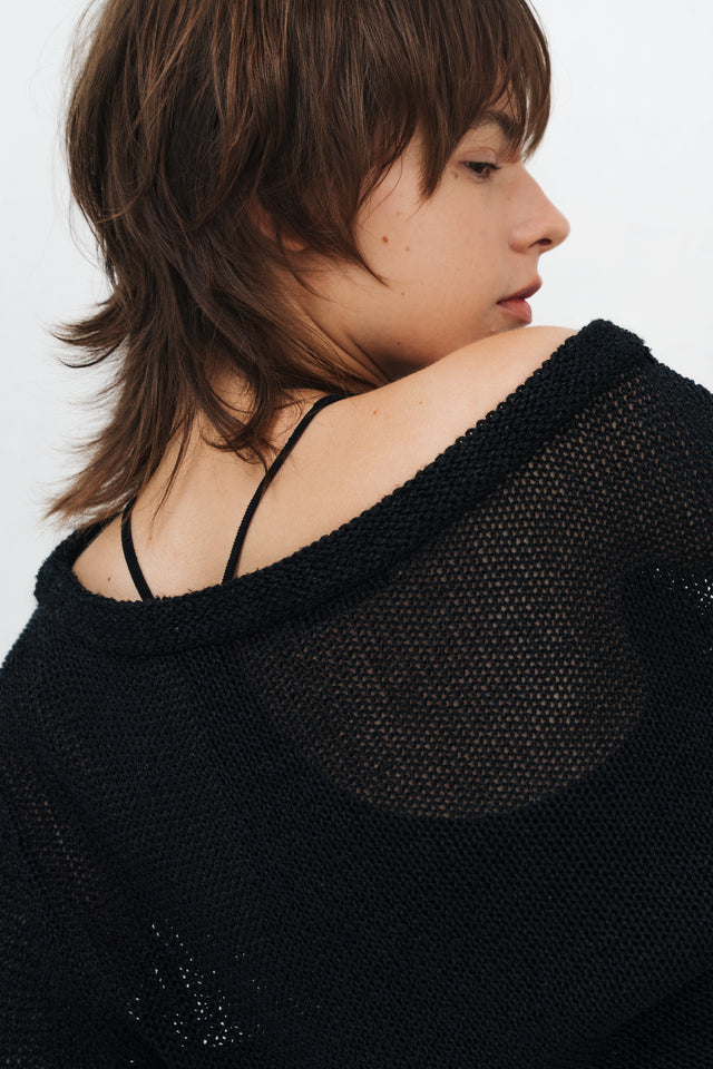Silk Knit Y字美背涼爽針織背心 (黑)