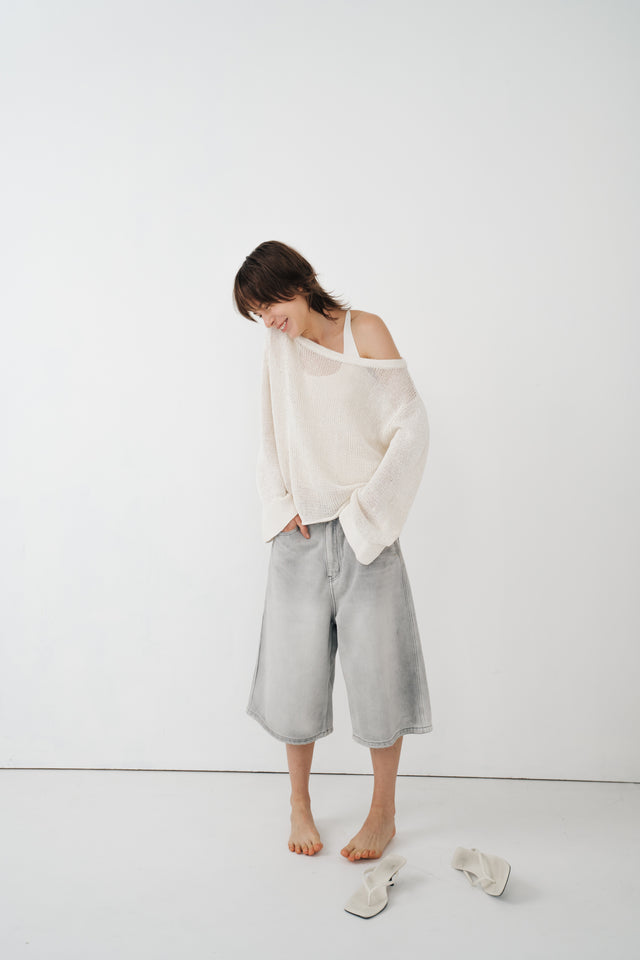Silk Knit Y字美背涼爽針織背心 (白)