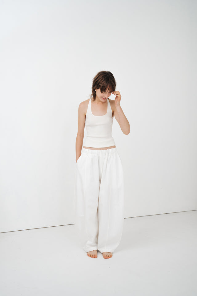 Unisex 天絲棉涼爽廓型寬褲 (柔白)