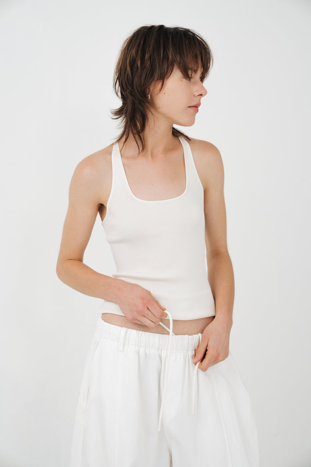 Silk Knit Y字美背涼爽針織背心 (白)