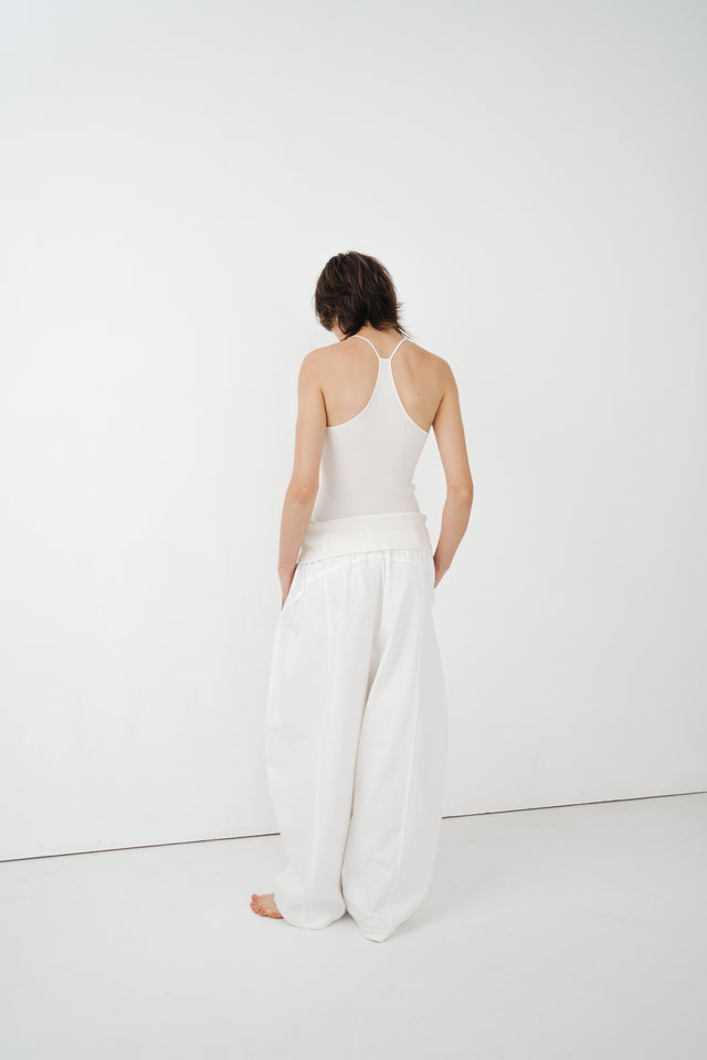 Unisex Tencel Cotton Cool Wide-Leg Pants (Azure Grey &amp; Soft White)