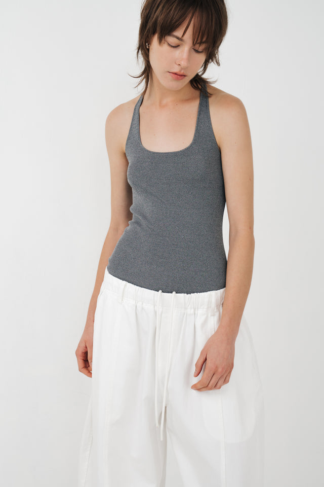 Silk Knit Y字美背涼爽針織背心 (灰)