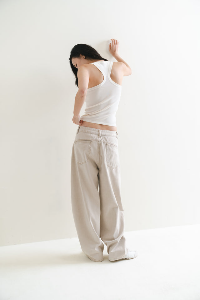 Silk Knit 寬邊大方領涼爽針織背心 (白)