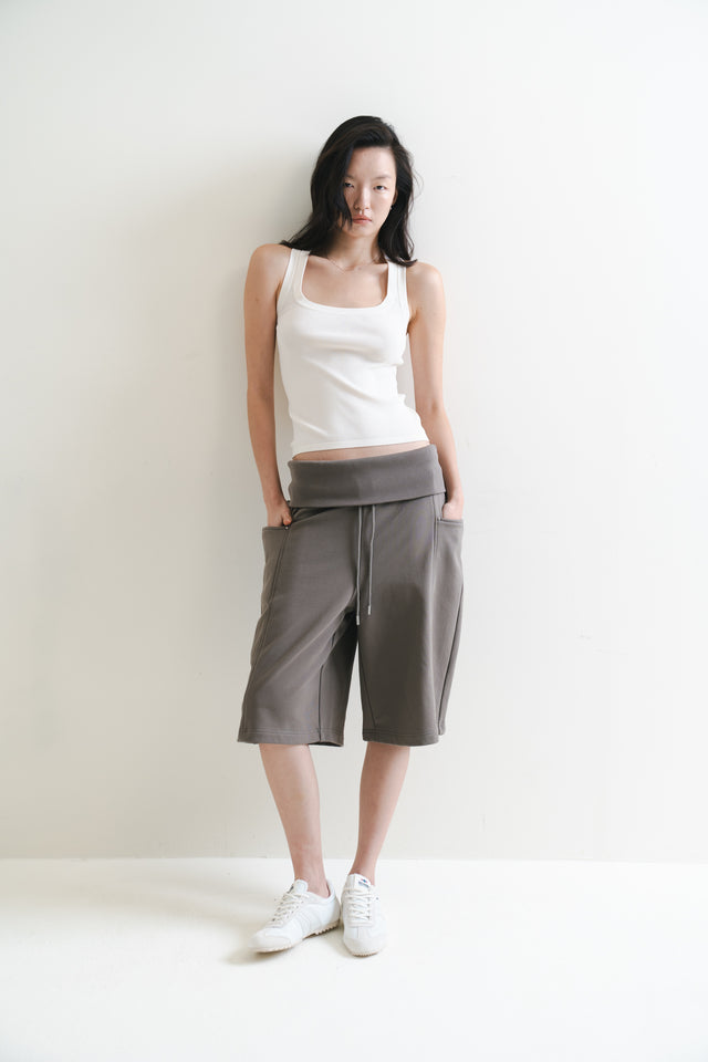 Silk Knit 寬邊大方領涼爽針織背心 (白)