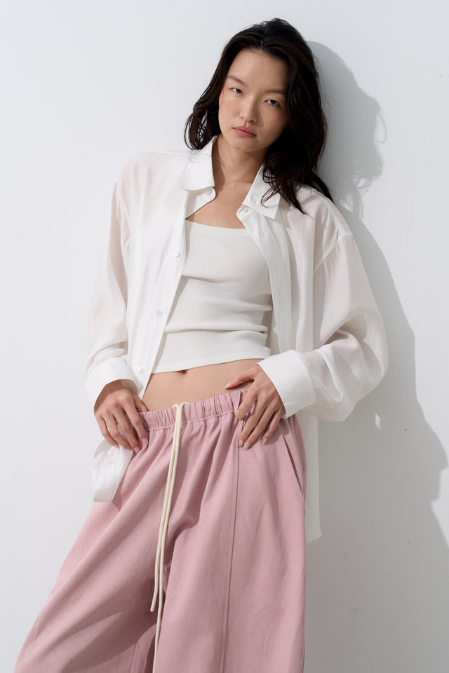Unisex Tencel Cotton Cool Wide-Leg Pants (Azure Grey &amp; Soft White)