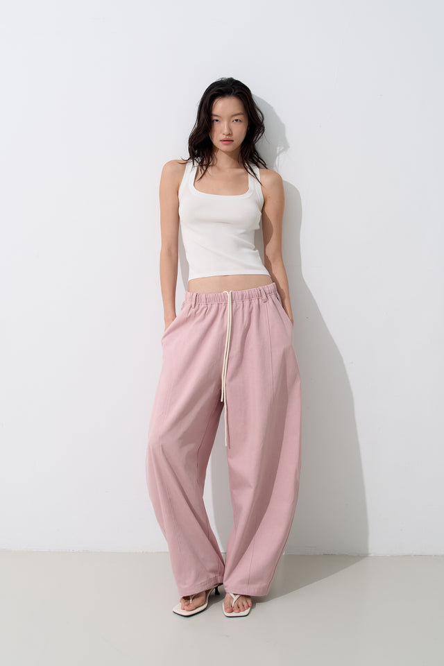 Unisex Tencel Cotton Cool Wide-Leg Pants (Azure Grey &amp; Soft White)
