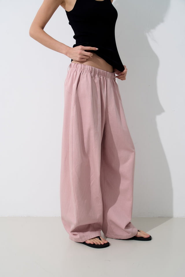 Unisex Tencel Cotton Cool Wide-Leg Pants (Azure Grey &amp; Soft White)