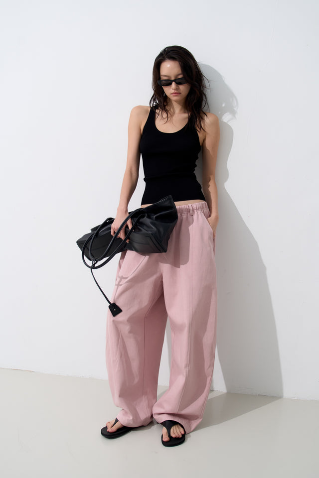 Unisex Tencel Cotton Cool Wide-Leg Pants (Azure Grey &amp; Soft White)