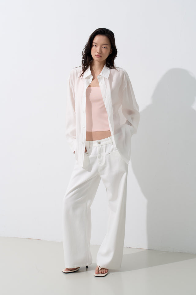 Silk Knit 寬邊大方領涼爽針織背心 (淡粉)