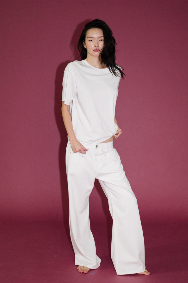 Unisex 精梳棉直身爽滑Tee (白)
