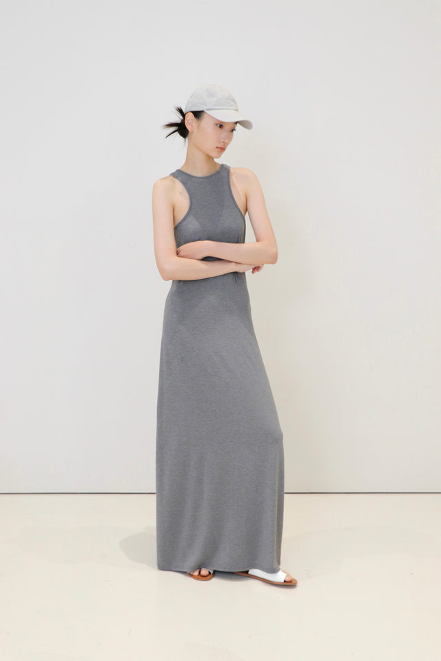 洋裝-soft-cotton-elastic-narrow-shoulder-dress-grey