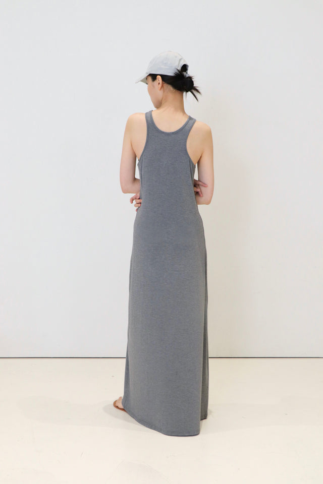 洋裝-soft-cotton-elastic-narrow-shoulder-dress-grey