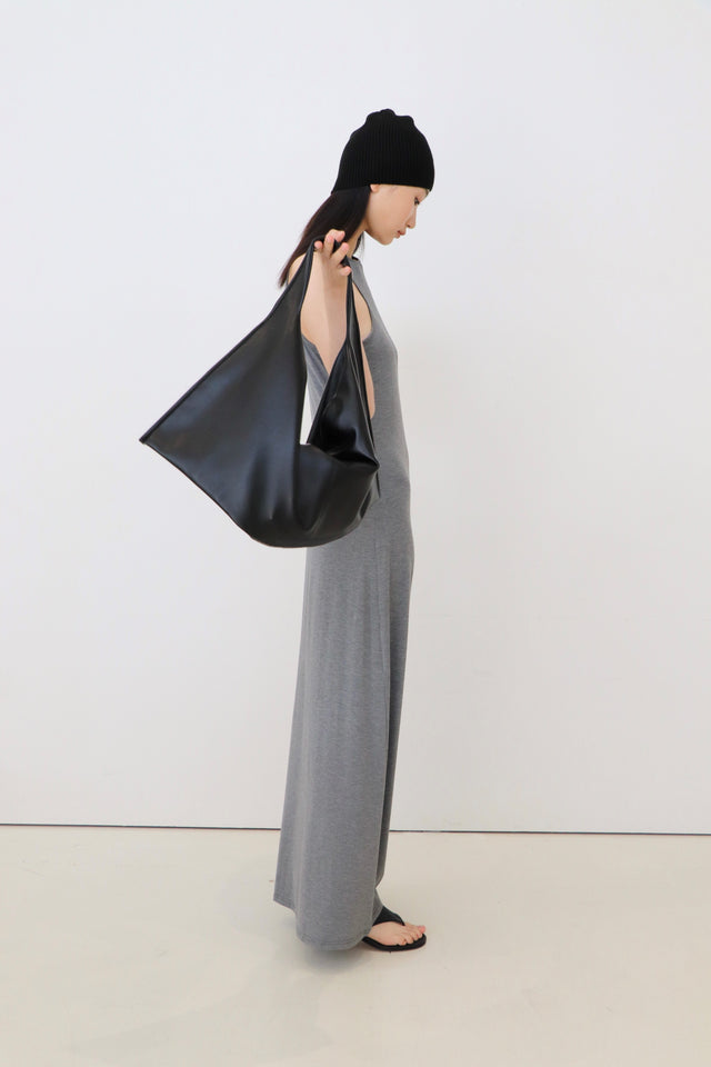 洋裝-soft-cotton-elastic-narrow-shoulder-dress-grey