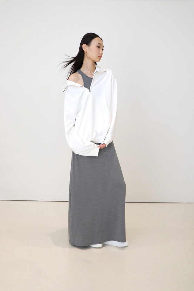 洋裝-soft-cotton-elastic-narrow-shoulder-dress-grey