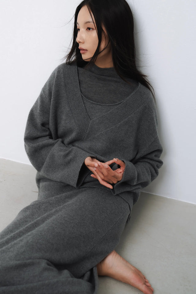 羊毛衫-warm-half-collar-seamless-woolen-sweater-grey