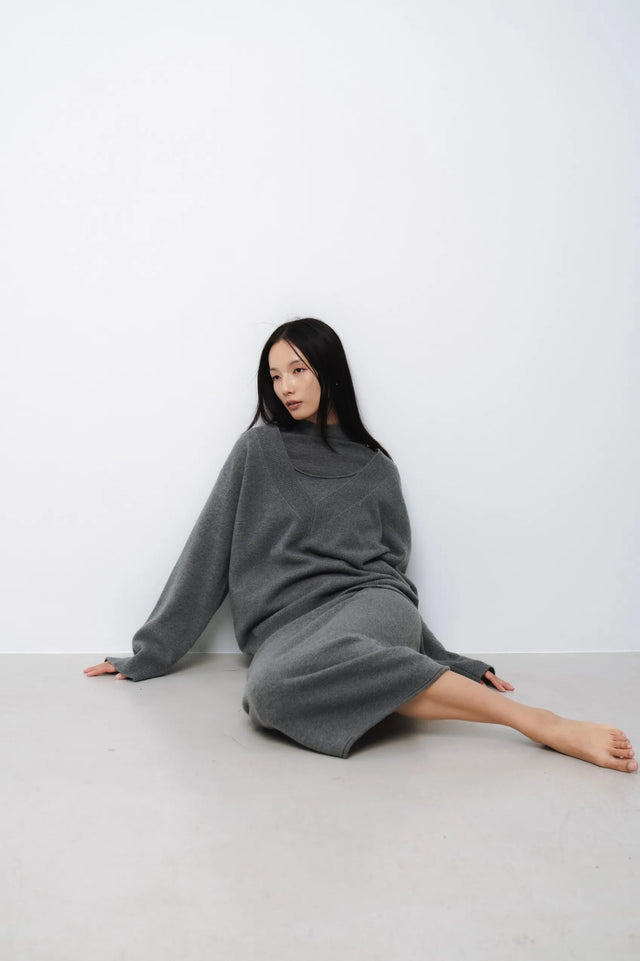 羊毛衫-warm-half-collar-seamless-woolen-sweater-grey