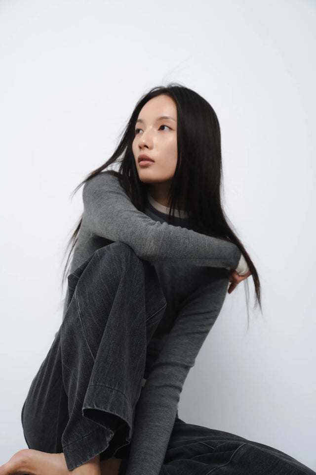 羊毛衫-warm-half-collar-seamless-woolen-sweater-grey