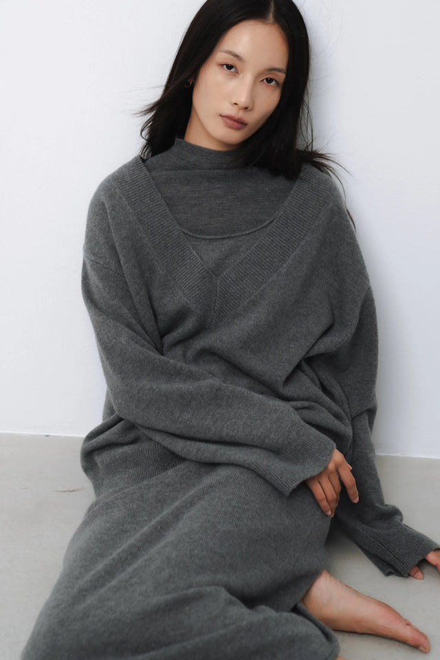 羊毛衫-warm-half-collar-seamless-woolen-sweater-grey