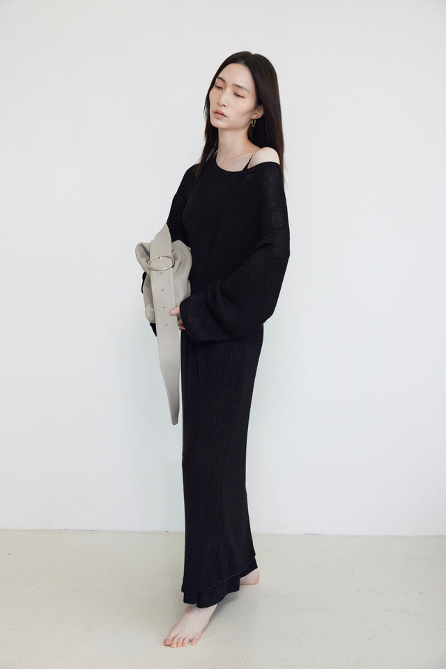 針織長洋裝-soft-linen-maxi-dress-black